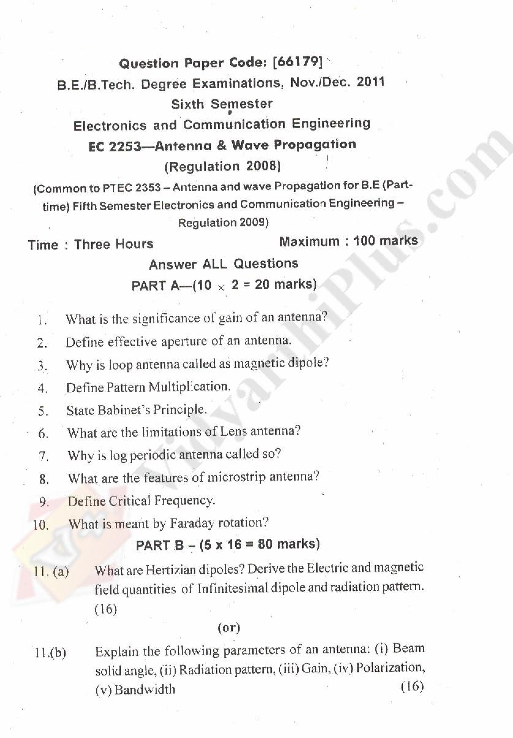 Antennas And wave Propagation Solved Question Papers 2015 Edition