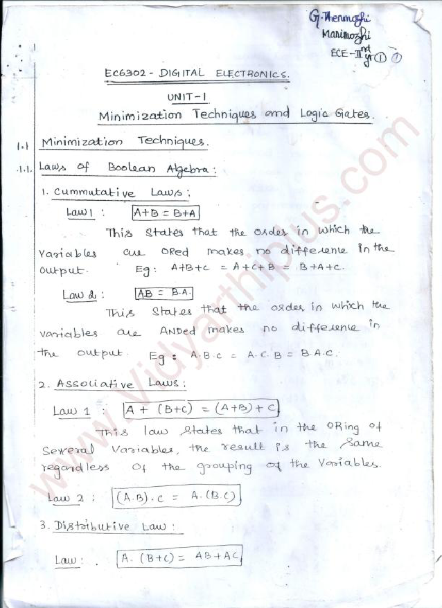 Digital electronics notes, lectures for engineering and diploma