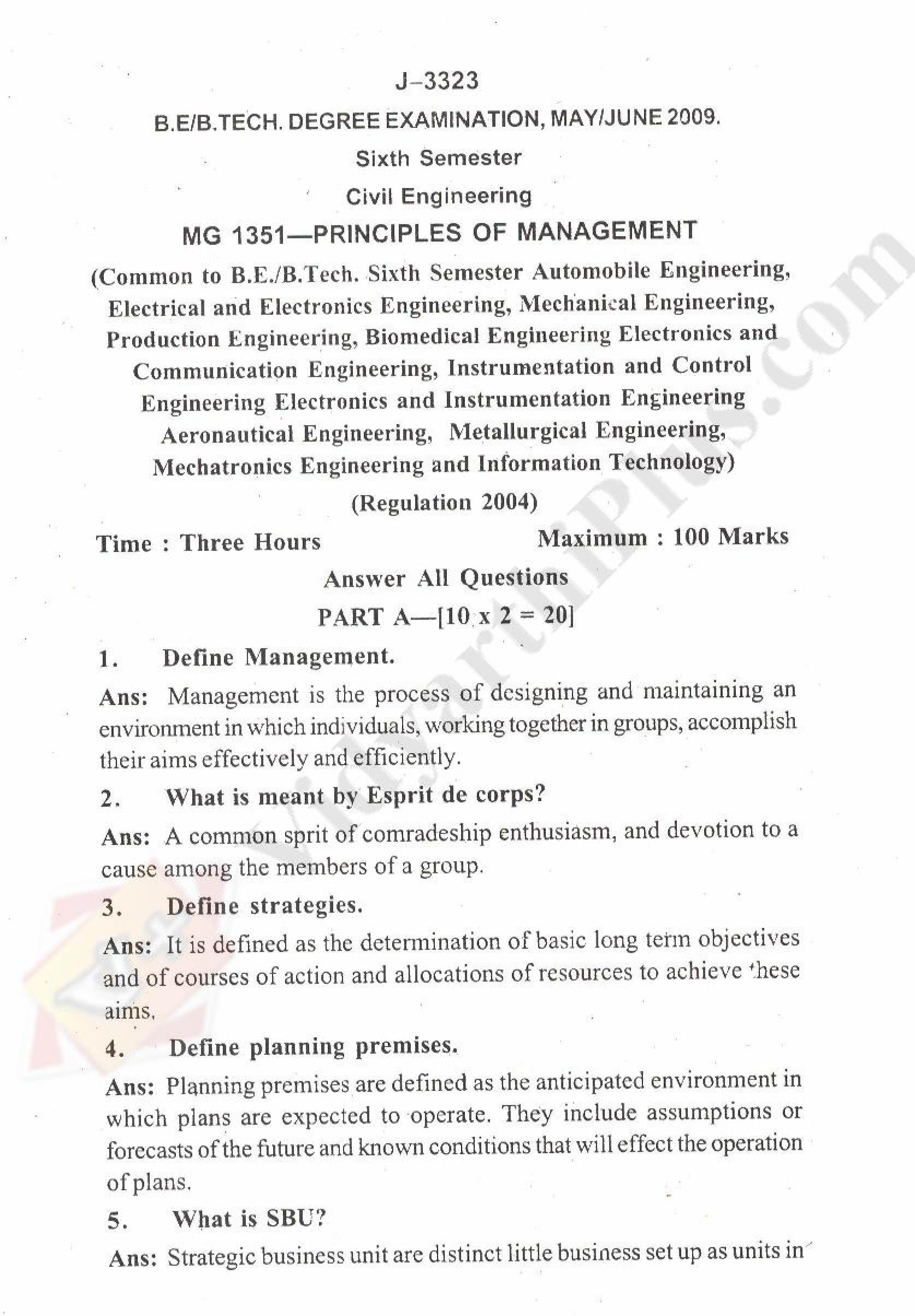 principles of management essay questions and answers pdf