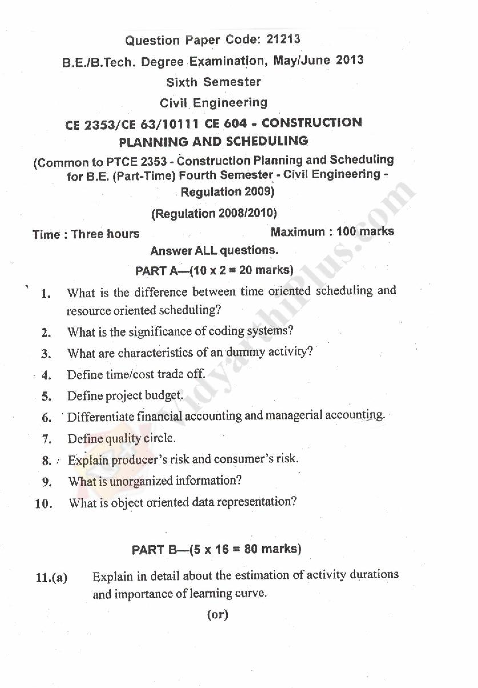 Construction Planning And Scheduling solved Question papers - 2015 Edition