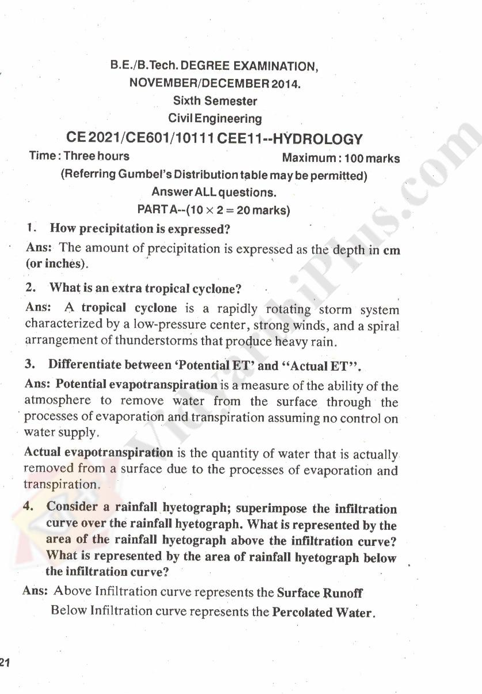 Hydrology Solved Question Papers - 2015 Edition