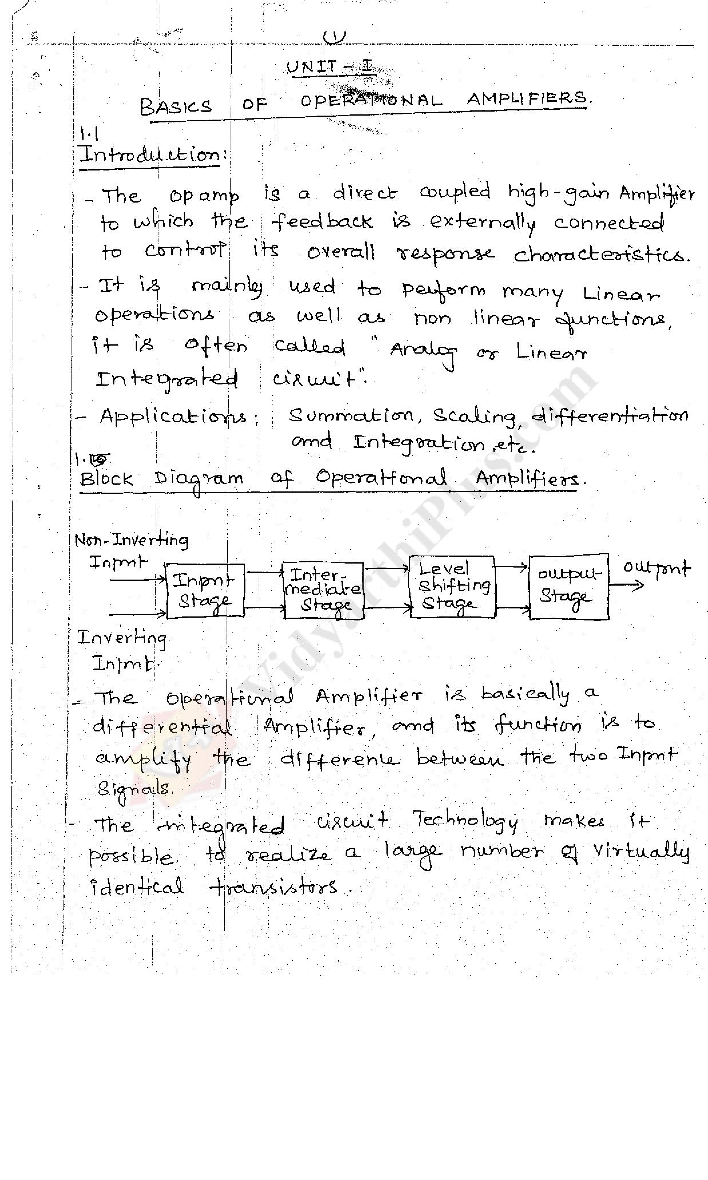 Linear Integrated Circuits( 2 Units) Premium Lecture Notes Lavanya
