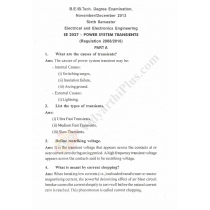 Power System Transients Solved Question Papers - 2014 Edition (Anna University)
