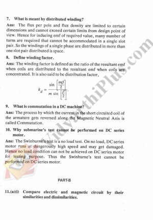 Electrical Machine - I Solved Question Paper - 2015 Edition