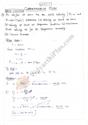 Gas Dynamics And Jet Propulsion Premium Lecture Notes(Problems) - Kavi Edition