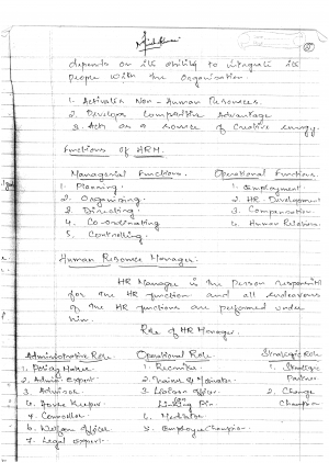 Human Resource Management Premium Lecture Notes (5 Units) - Naveen Edition