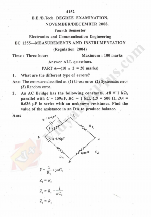 Measurements And Instrumentation Solved Question Papers - 2015 Edition