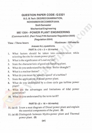 Power Plant Engineering Solved Question Papers - 2015 Edition