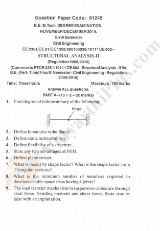 Structural Analysis - II Solved Question Papers - 2015 Edition